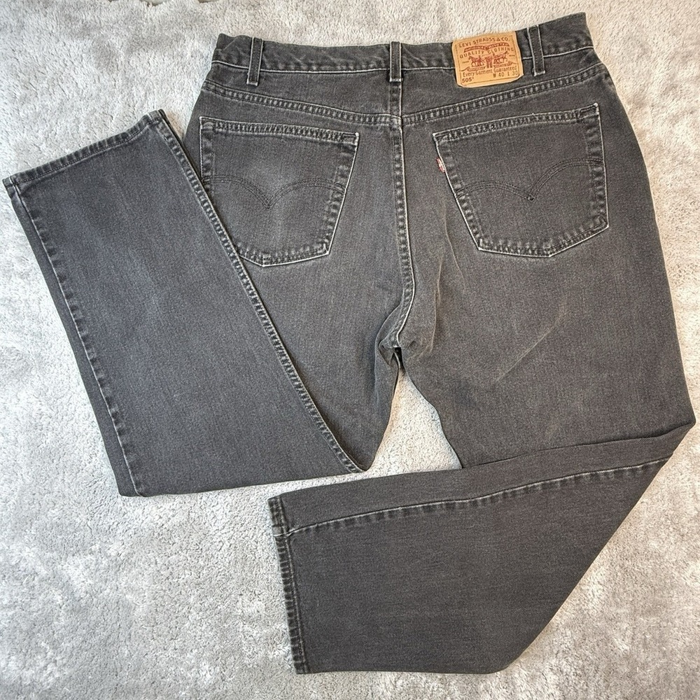Levis 505 Vintage USA‎ Jeans Mens 36x29 Black Charcoal Wash Straight Leg 90s